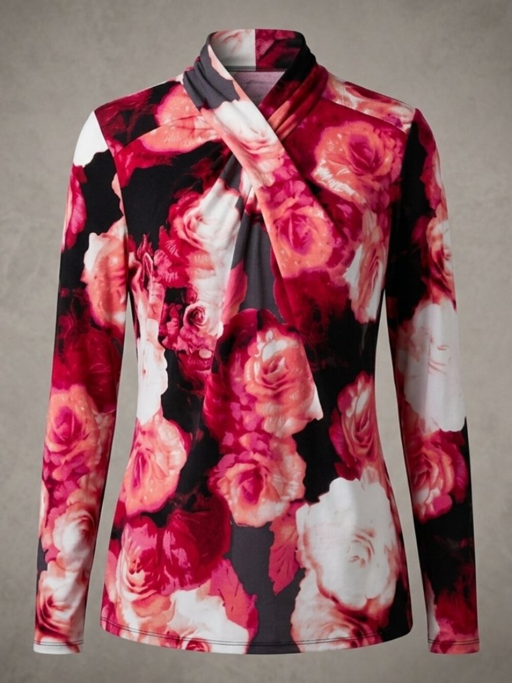 🖤 Worthington Floral Draped V-Neck Long Sleeve Top 🖤